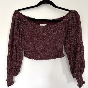 UO ruched long sleeve blouse, square neck